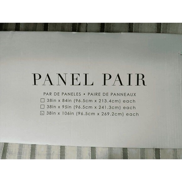 Set of 2 - Panel Pair Linen Stripe Curtains 38"x106" Each-White - Picture 4 of 5